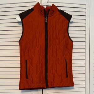 Women's Silk Quilted Orange and Black Vest